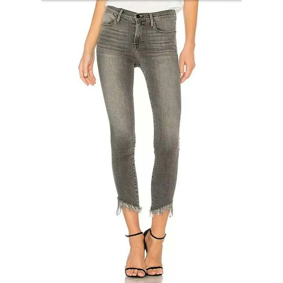 FRAME Le High Skinny Jeans Frayed Hem Whiskered Stretch Berwick Black Sz 23-24 - Picture 4 of 10